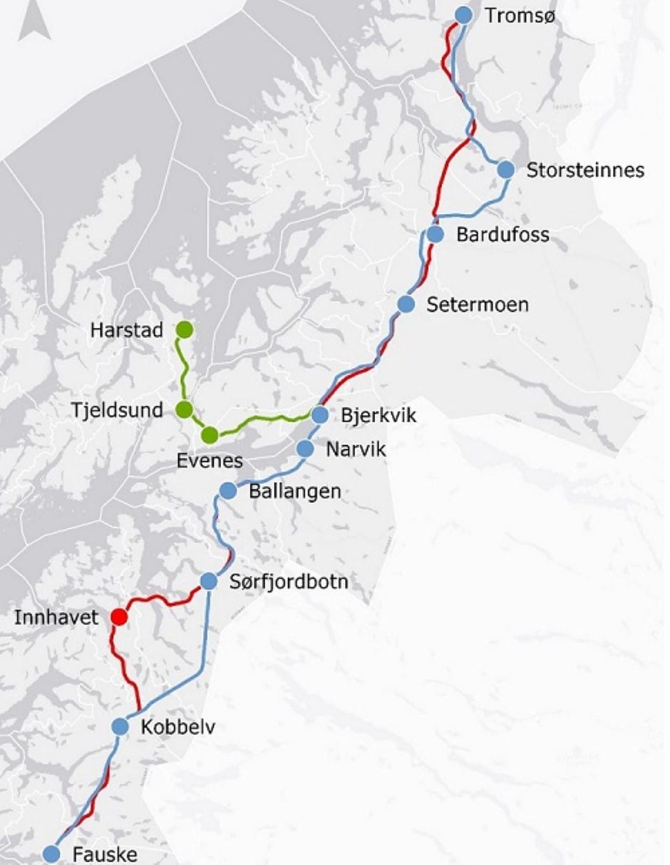 Nord-Norgebanen 2019 kart