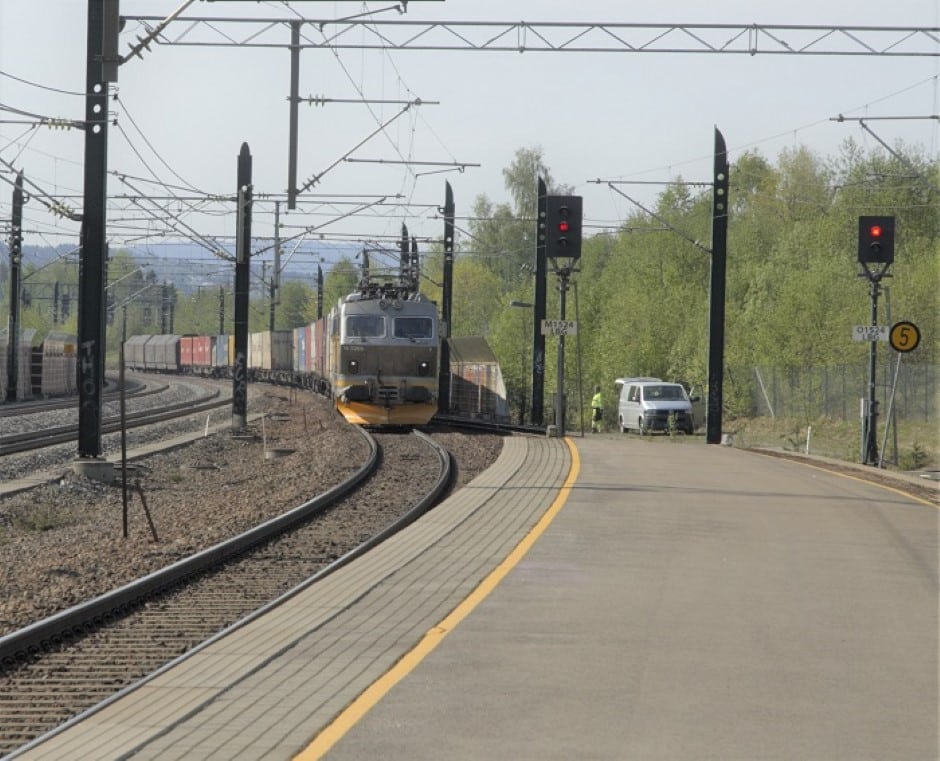 Godstog på Lindeberg stasjon