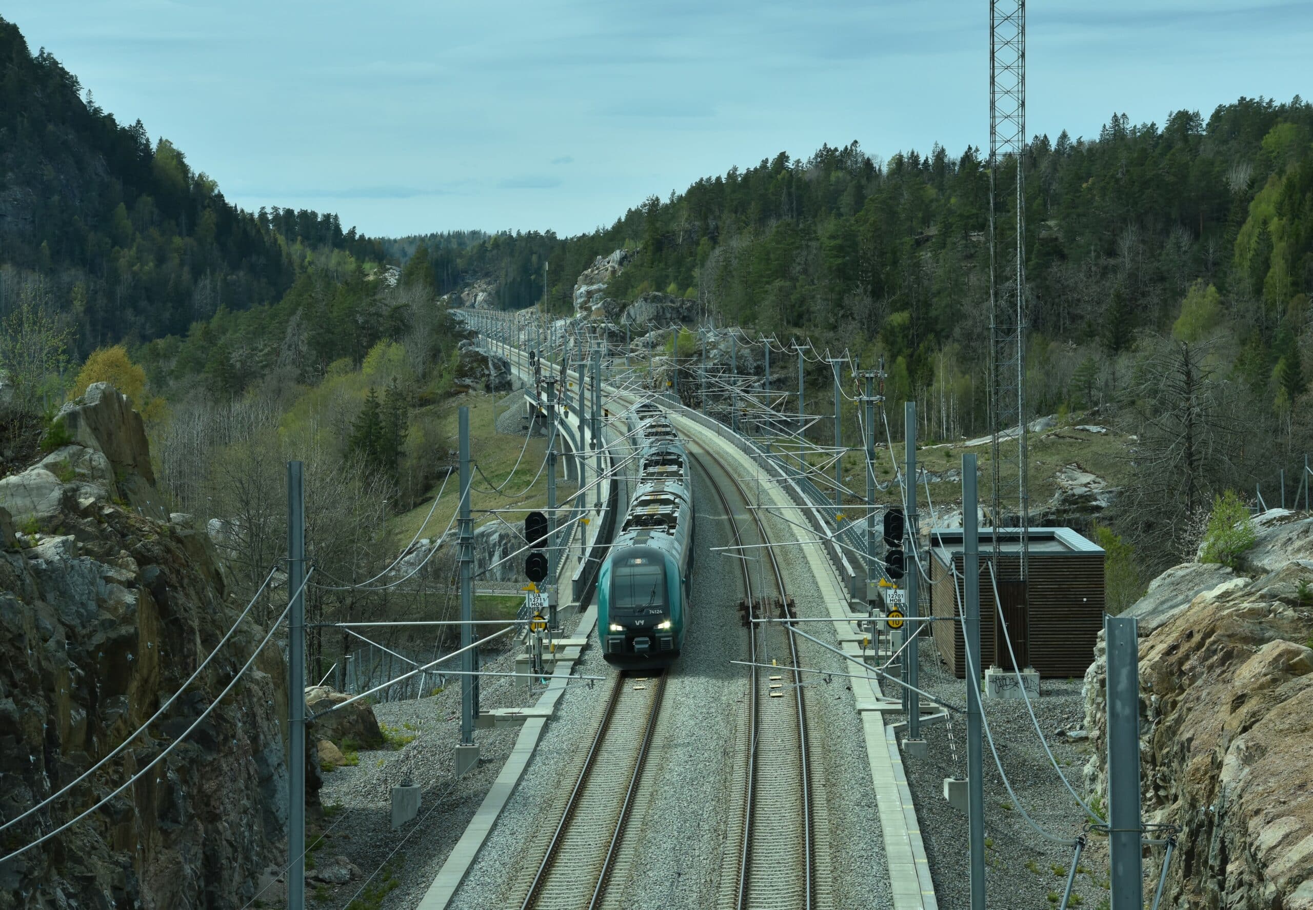 Vestfoldbanen mellom Larvik og Porsgrunn.