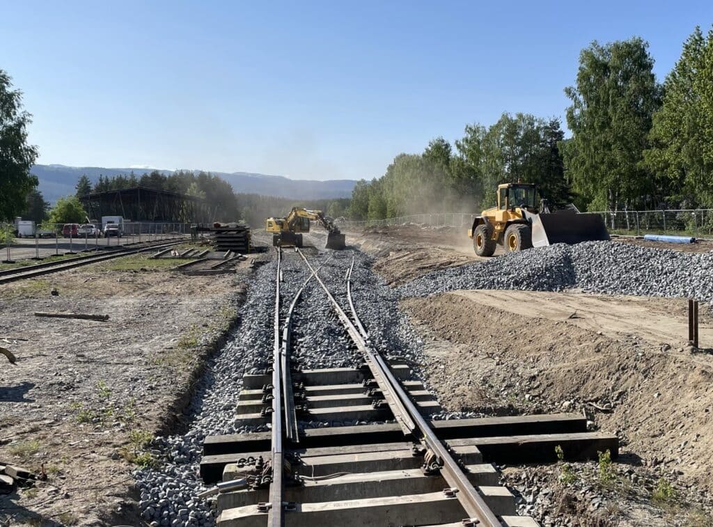 Fra anleggsarbeidene på tømmerterminalen på Flesberg sommeren 2023.