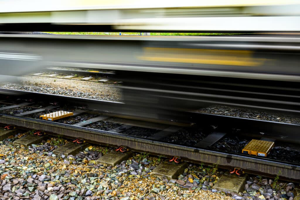 Siemens ERTMS-balise under testing på Grindvoll stasjon