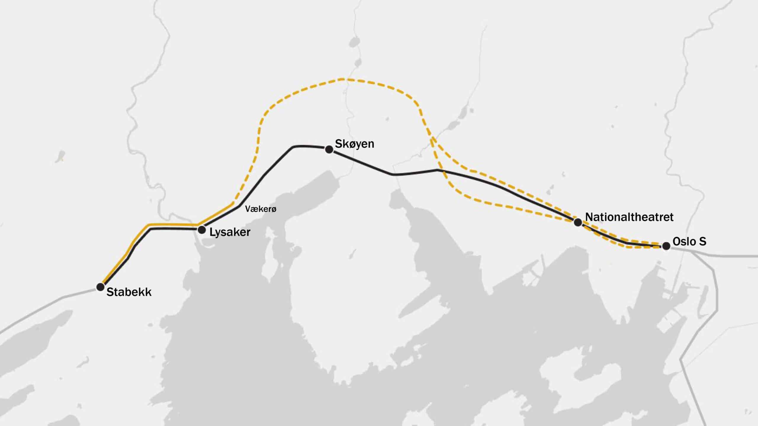 Kart som visualiserer ny Rikstunnel.